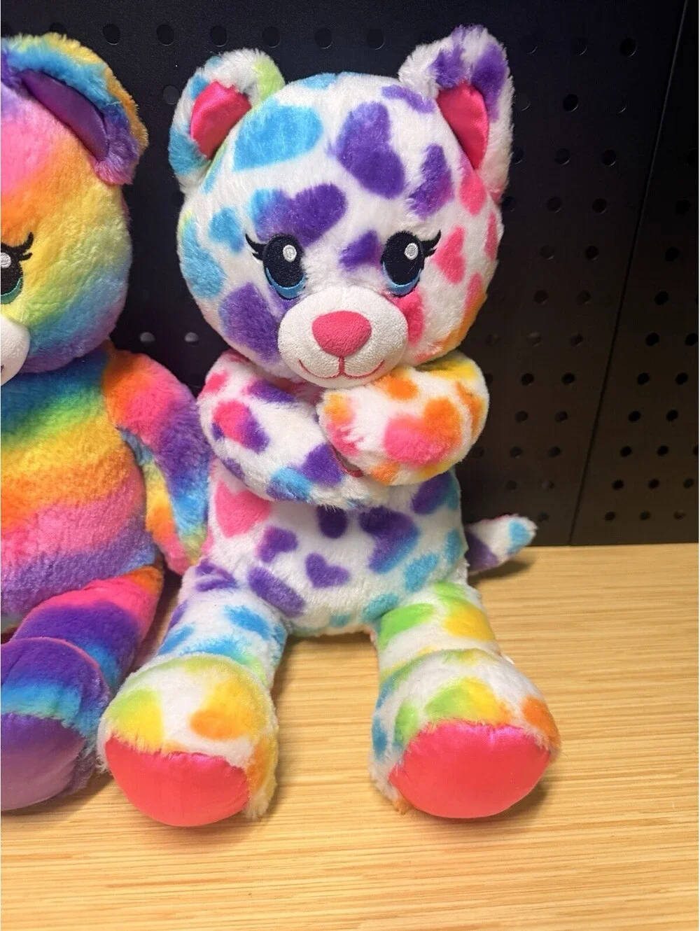 Plush Build A Bear Lot Rainbow Bear Heart Kitten Lot of 2